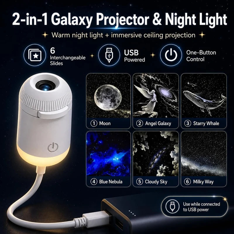Portable Projector Night Light – Includes 6 Attachments